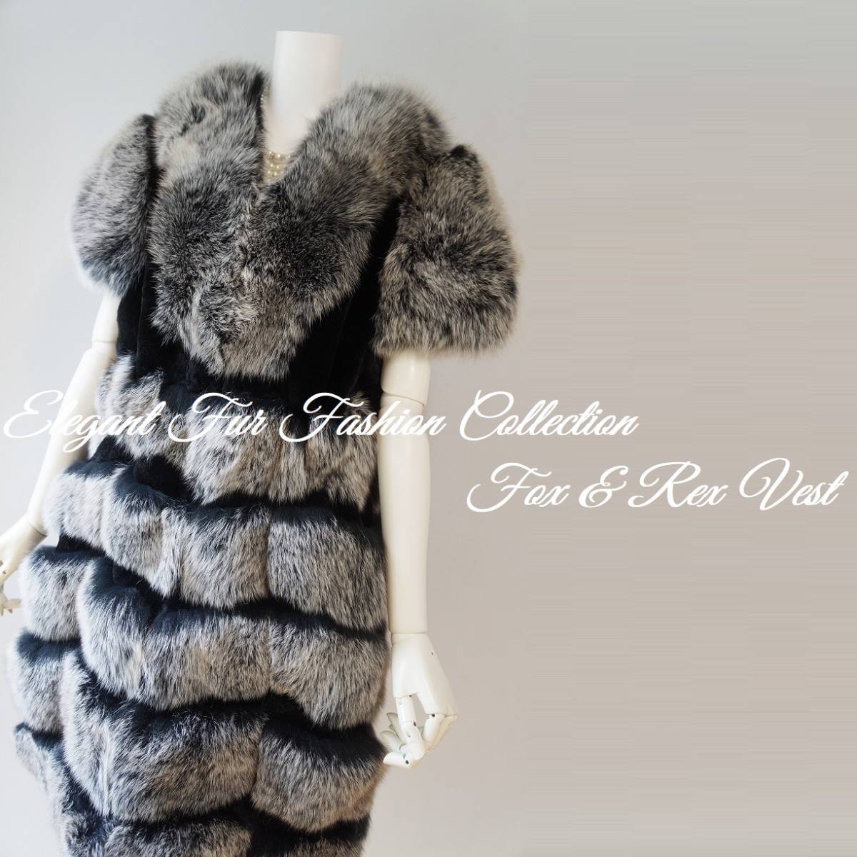  woman .... now .... to combined * Ricci . black Rex fur × gray fox fur the best * lady's fur be strong gilet fur genuine article new goods 