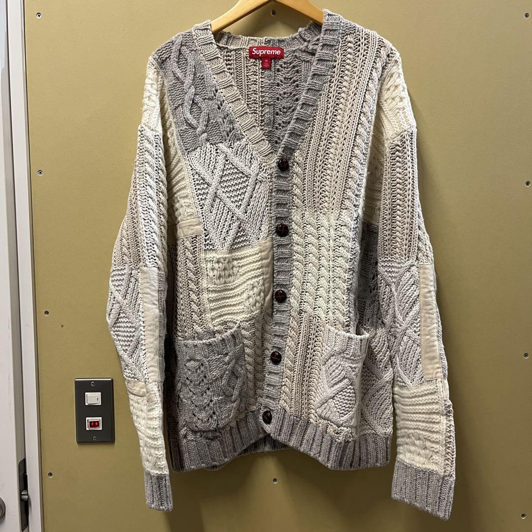 FW Supreme Patchwork Cable Knit Cardigan Ivory Mサイズ 新品