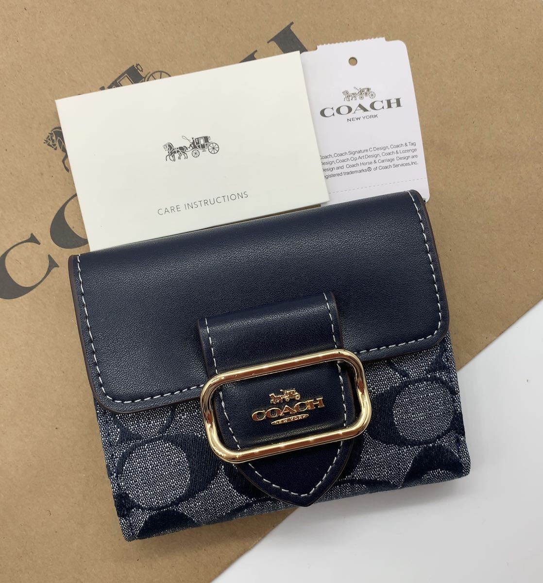 COACH コーチ 二つ折り財布 スモールモーガンウォレット デニムマルチ