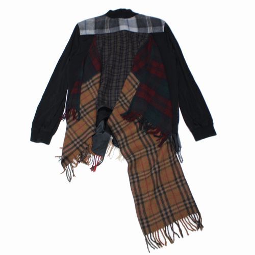 MARINE SERRE マリーンセル Multicolor Tartan Scarves Hybrid Sweatshirt スカーフ ドッキング ニット M レッド系_画像2