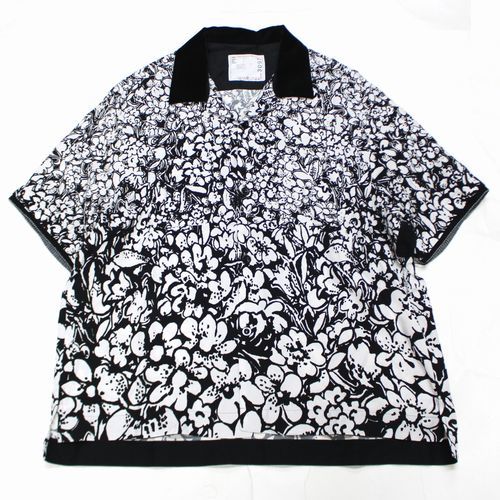 sacai サカイ 23SS Floral Print Shirt 半袖フローラルプリントシャツ 2 ブラック×ホワイト