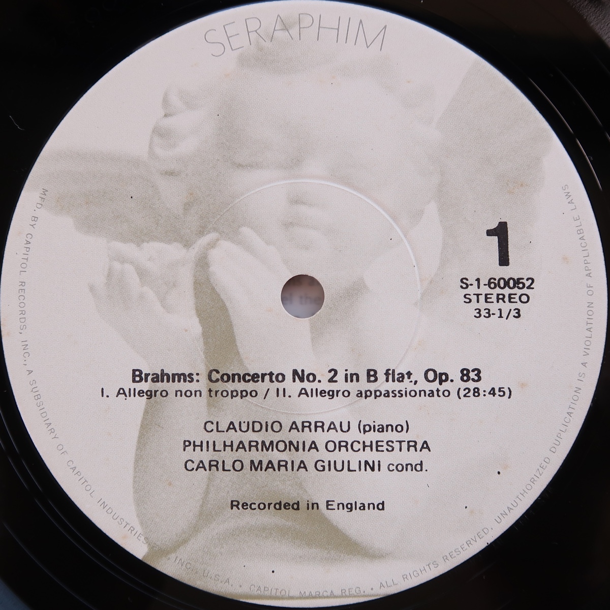 LP ブラームス ピアノ協奏曲第2番 アラウ ジュリーニ フィルハーモニア管弦楽団 SERAPHIM 60052 米盤 シュリンク_画像4