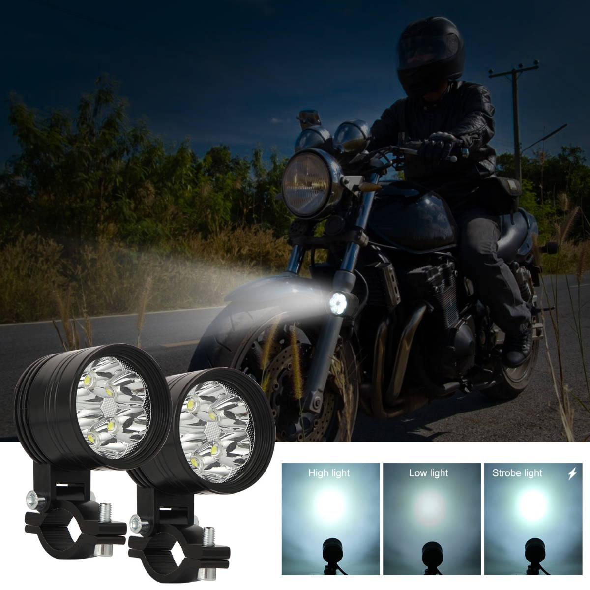 バイク補助灯 60W 4個 バイクヘッドライト ledフォグランプ オートバイ 12V 外置き プロジェクター 超高輝度 バイク汎用LED 取り付け簡単_画像2