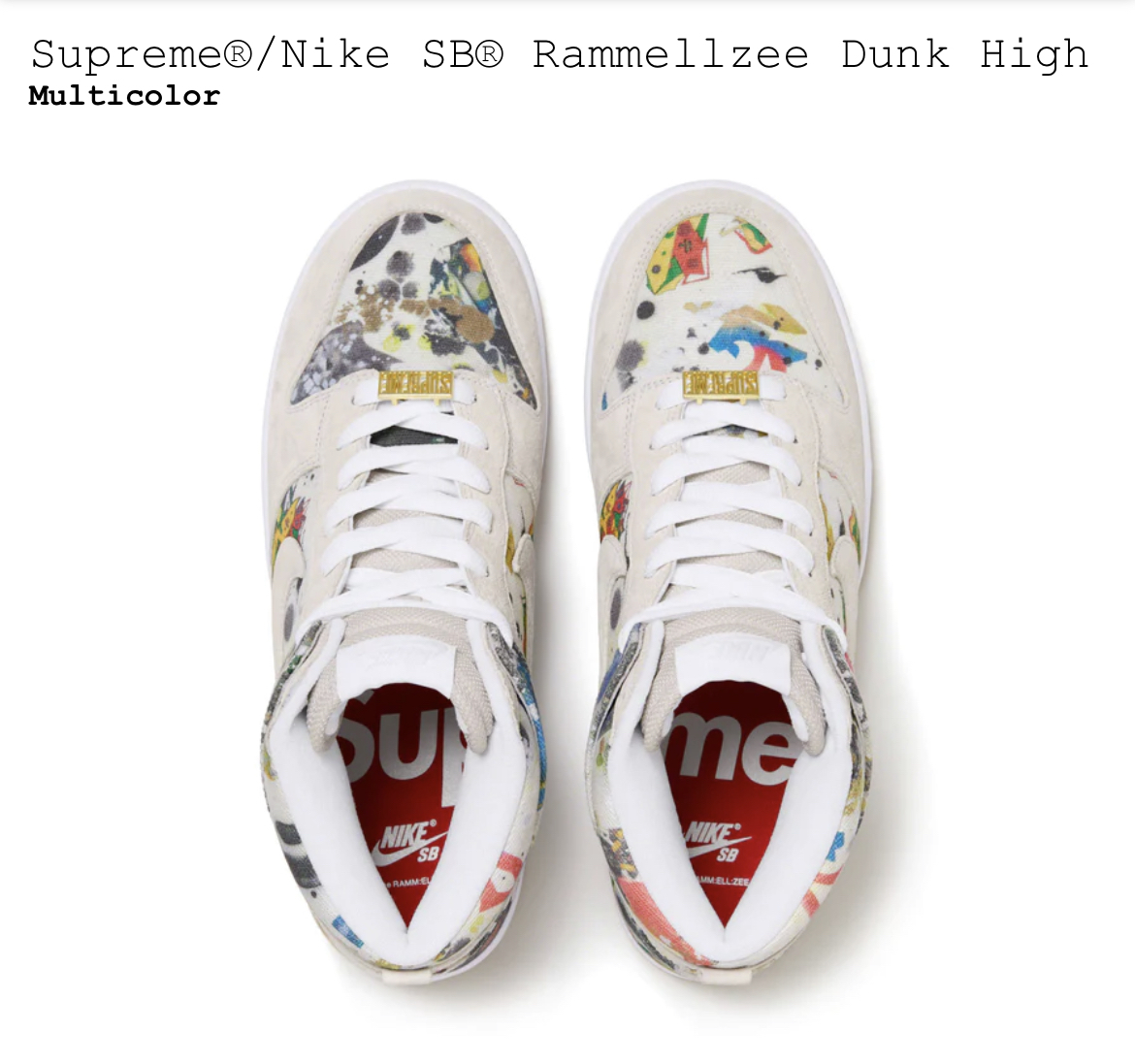 27.5cm 新品国内正規 23aw Supreme Nike SB Rammellzee Dunk High シュプリーム ナイキ エスビー ラメルジー ダンク ハイUS9.5_画像2