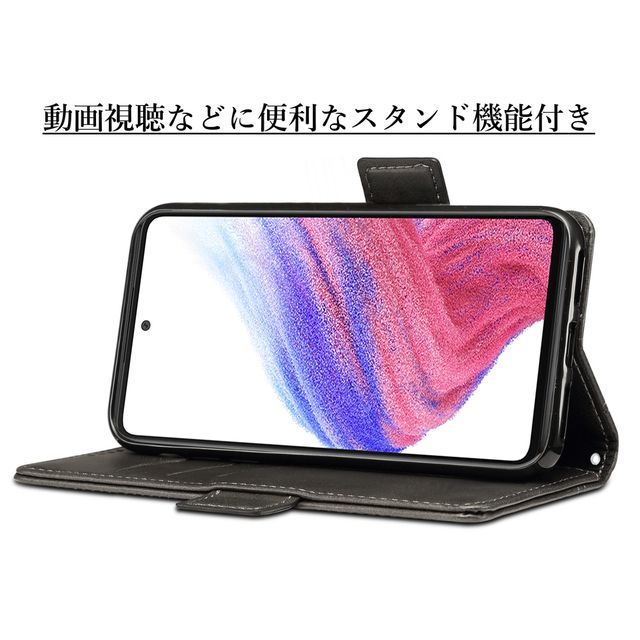 送料無料★Galaxy A53 5G SC-53C SCG15 レザーケース 手帳型 カバー★Blackの画像3