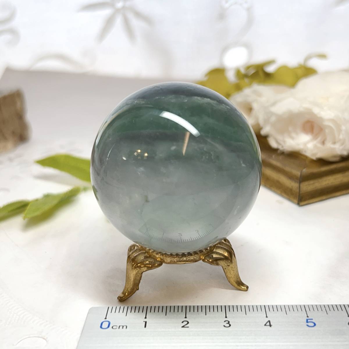 【E6909】フローライト球＊グリーン＊蛍石＊45㎜＊スフィア＊Fluorite＊sphere＊天然石＊パワーストーン＊クリスタル_画像2