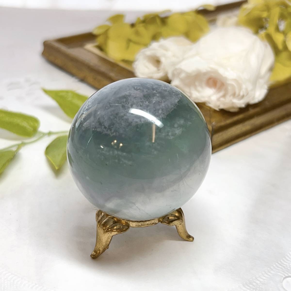 【E6909】フローライト球＊グリーン＊蛍石＊45㎜＊スフィア＊Fluorite＊sphere＊天然石＊パワーストーン＊クリスタル_画像4