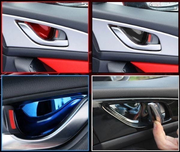 マツダ インナー ドア ハンドル カバー プレート レッド ステンレス製 4個セット CX-5 CX-3 CX-8 など Mazda アクセサリー パーツの画像4