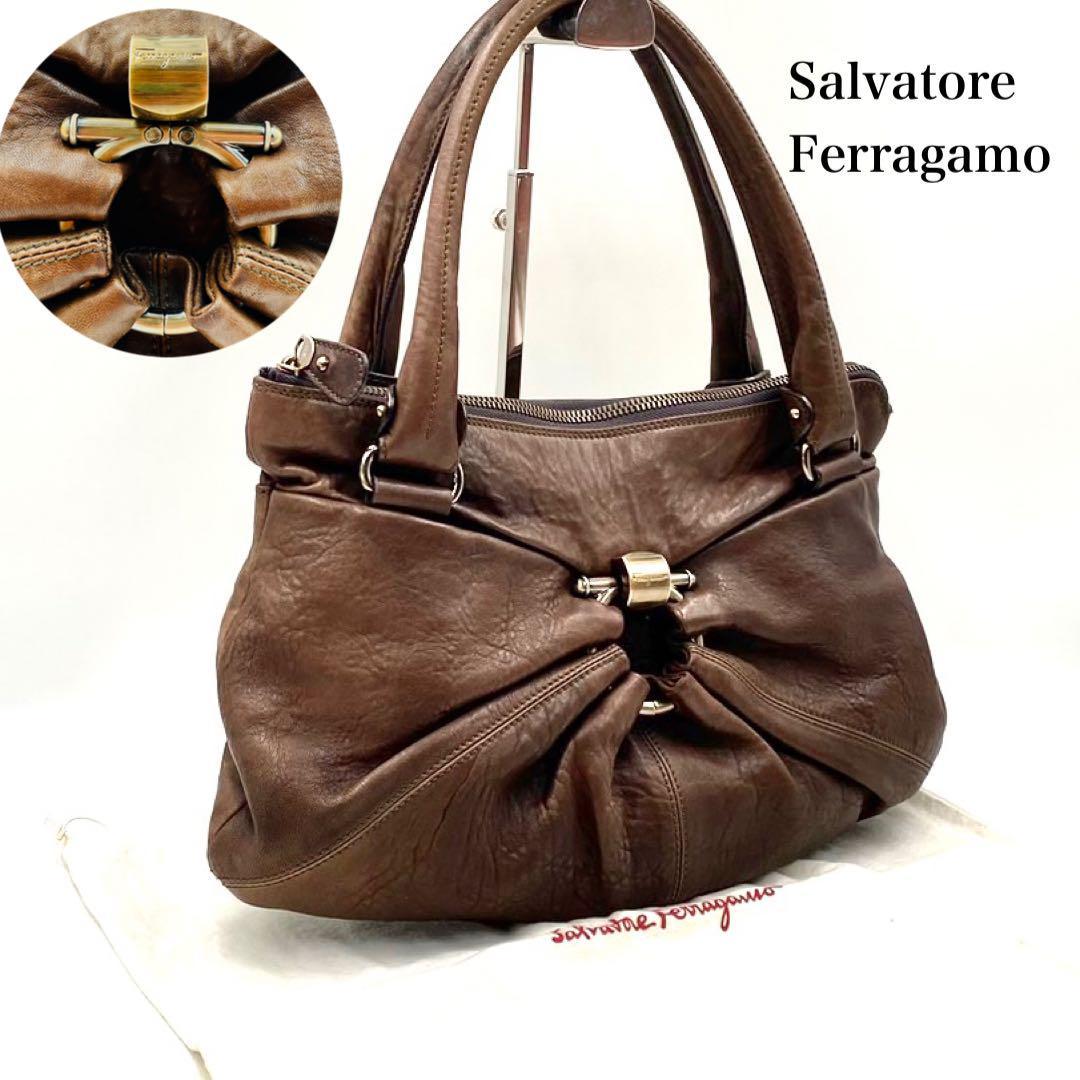 100％品質 【美品】Salvatore Ferragamo フェラガモ ビジネス ブラウン