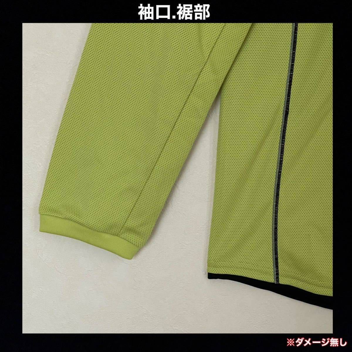 超美品 DESCENTE(デサント)Move Sport メンズ シャツXO(T185.B105cm)イエロー 長袖 ドライ 使用3回 ゴルフ スポーツ アウトドア 長Tシャツ_袖口、裾部