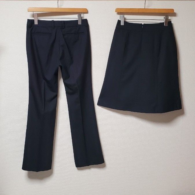 ANCHOR WOMAN レディース　ビジネス　スカート　パンツ　スーツ　セットアップ　濃紺　ウォッシャブル　ストレッチ　7号　S