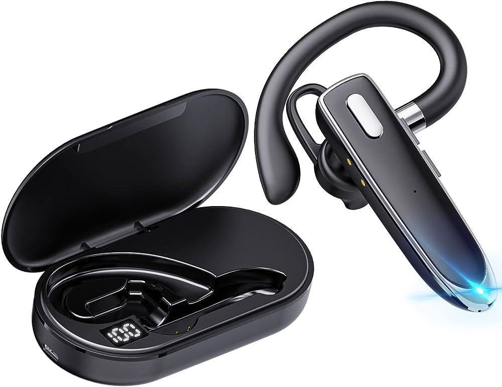 【耳掛式ヘッドセット】ワイヤレス bluetooth ヘッドセット Bluetooth5.2 片耳 バッテリー長持イヤホン800mAh充電ケース付き 120時間持続駆