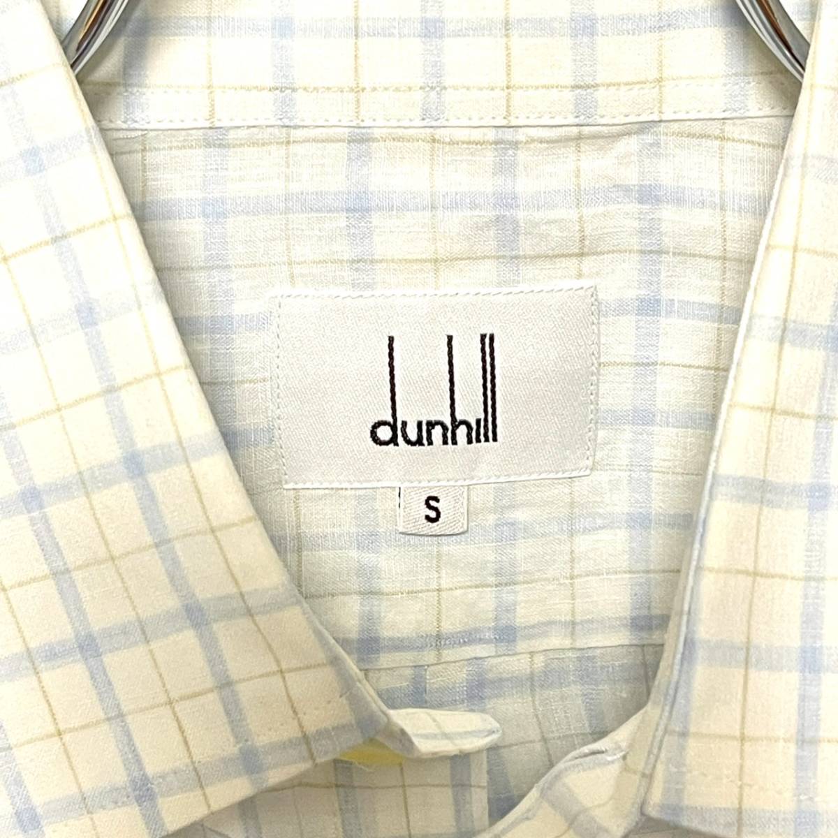 dunhill ダンヒル リネン ポケット付き 麻 半袖 チェック シャツ メンズ S_画像2