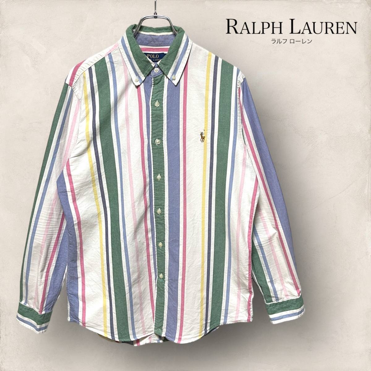 爆買い！】 LAUREN RALPH POLO 現行 ポロ M マルチカラー ストライプ