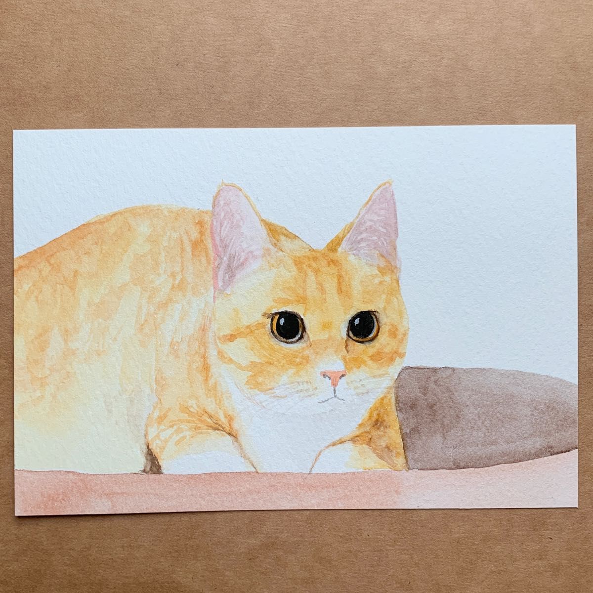 とらねこ　水彩画　イラスト