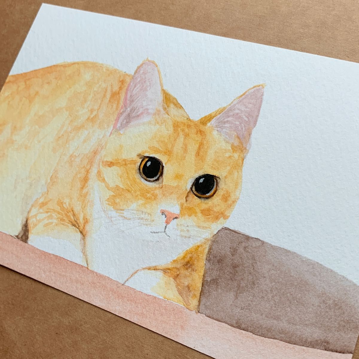 とらねこ　水彩画　イラスト