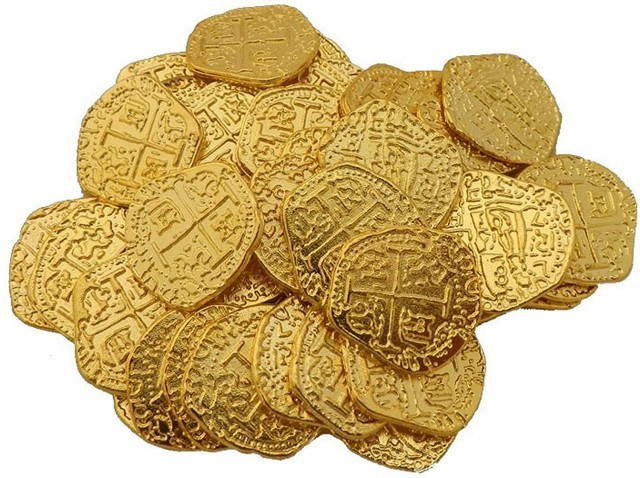 【新品】 スペイン 金貨 ゴールド 15枚セット コイン 海賊 お宝 おもちゃ 金属 パーティー グッズ ゲーム H008_画像1