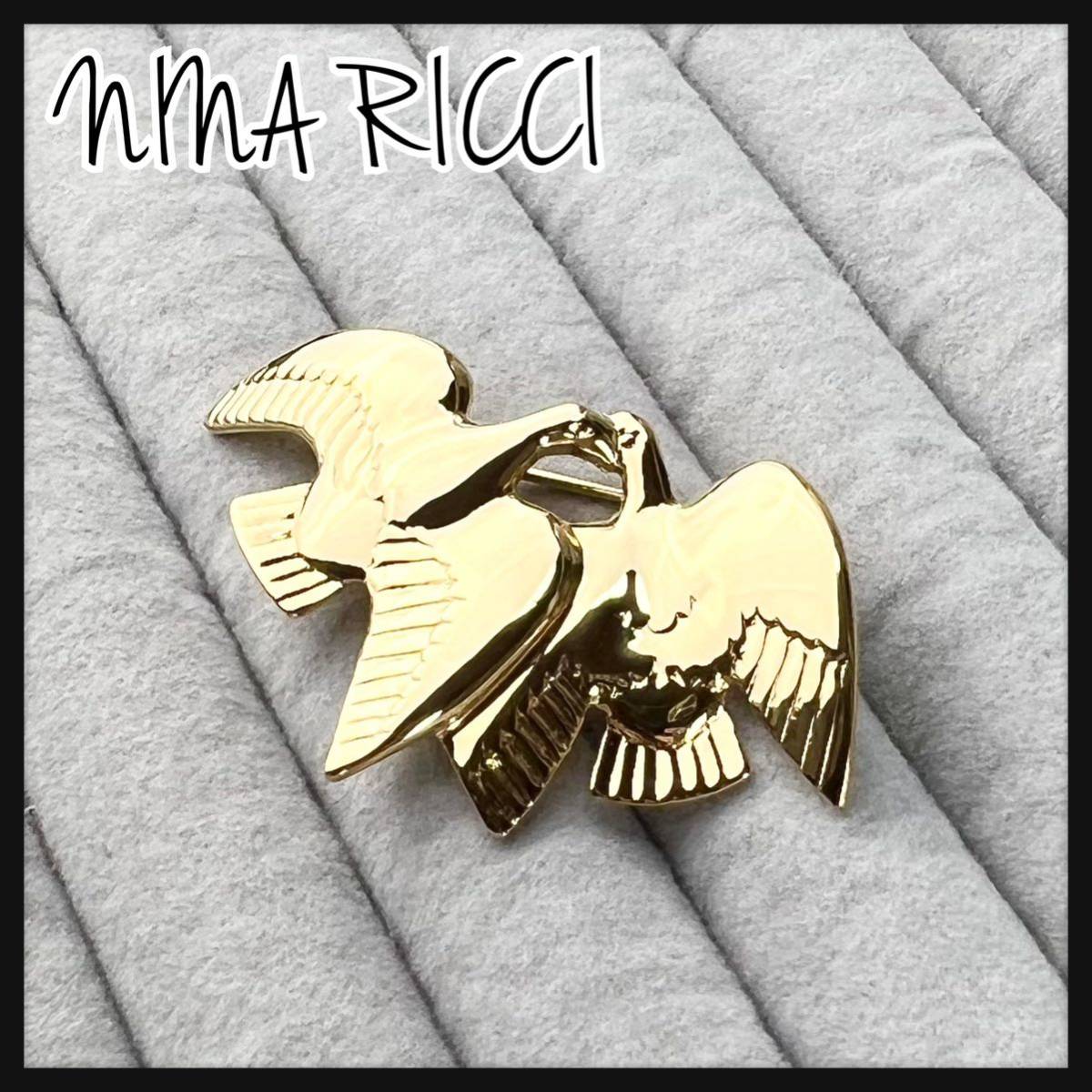 【華やか】NINA RICCI ニナリッチ 小鳩 ブローチ ゴールド 平和 鳥 bird 動物の画像1