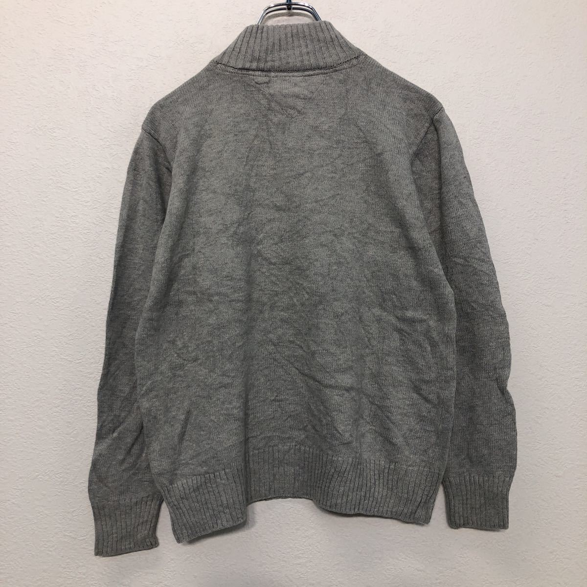 中古 古着 TOMMY HILFIGER コットン ニット セーター L 16/18 ライトグレー ハーフジップ ロゴ ユース 古着卸 アメリカ仕入 a509-5945_画像6