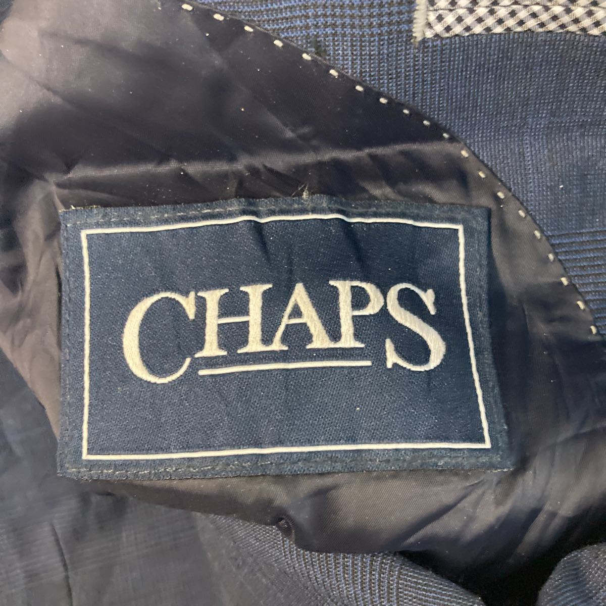 中古 古着 CHAPS テーラードジャケット 44ビッグサイズ チャップス チェック 紺 ネイビー 古着卸 アメリカ仕入 a509-6344_画像8