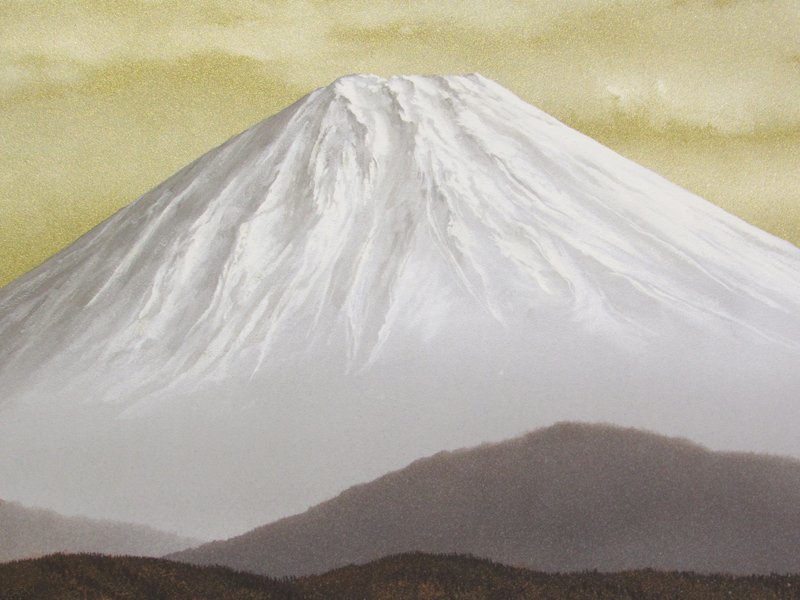 GINZA絵画館】清水 規 日本画１２号「新雪富士」富士山・共シール