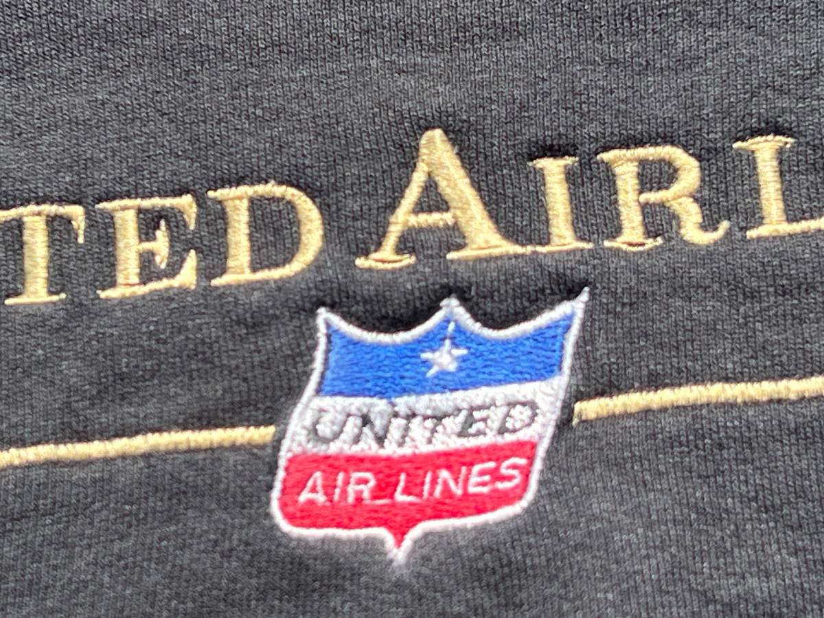  Vintage United Airlines тренировочный *XL*USA производства *1980-90*s*UNITED AIRLINES* мясо толщина хлопок * футболка * вышивка *USA покупка 