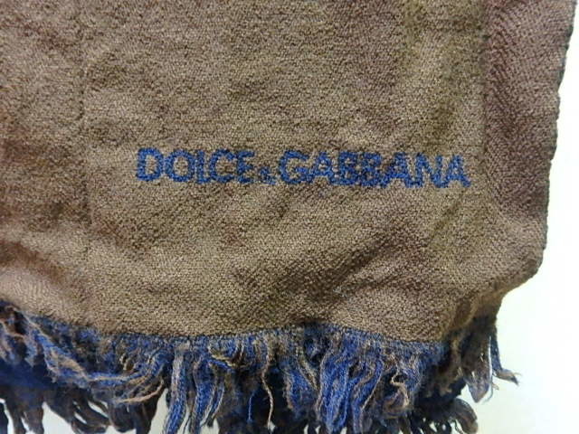 n211u　中古　マフラー　Dolce & Gabbana　ドルガバ　茶色　紺色　サイズ約28×146㎝　防寒具　古着　メンズ　シンプル系_画像4