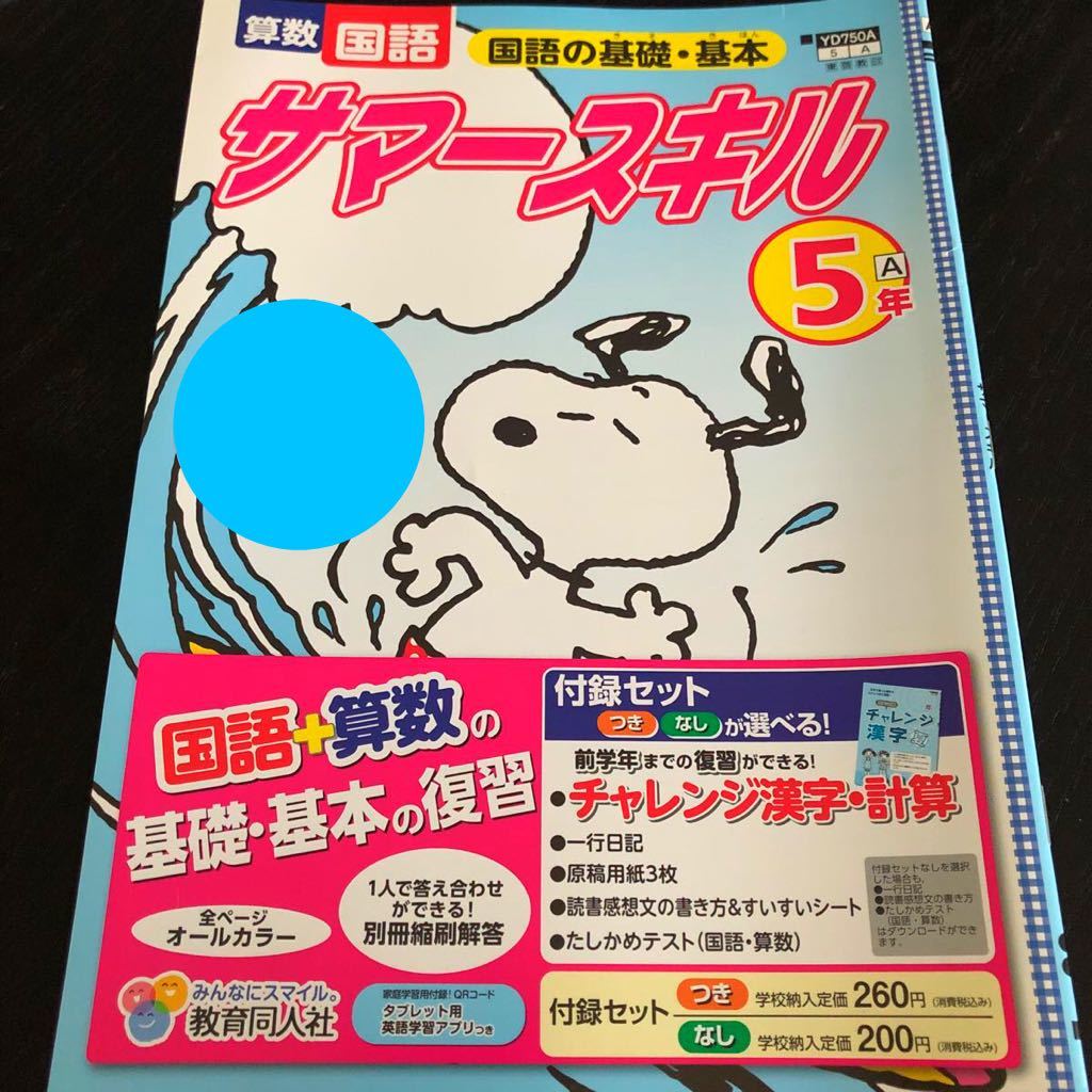 1497 サマースキル 5年 国語 算数 教育同人社 家庭科 小学 ドリル 問題集 テスト用紙 教材 テキスト 解答 家庭学習 計算 漢字 ワーク_画像1