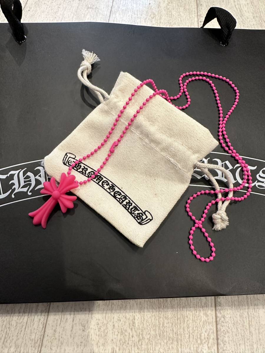 新品未使用 CHROME HEARTS 「20周年記念 ノベルティ　ラバークロス」 クロムハーツ 20th Anniversary ペンダント ネックレス pink