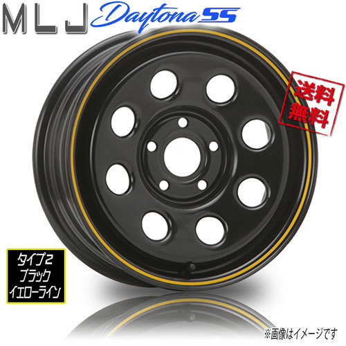 ホイール新品 1本のみ MLJ デイトナ SS タイプ2 ブラック イエローライン DAYTONA 15インチ 5H108 6J+30 業販4本購入で送料無料_画像1