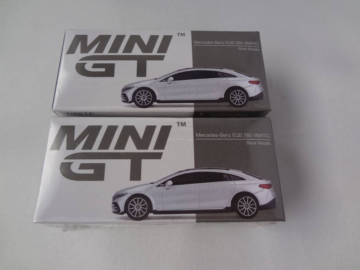 MINI GT MINIGT 1/64 Mercedes-Benz EQS 580 4MATIC Silver Metallic LHD/RHD メルセデスベンツ シルバーメタリック 2台セットの画像1