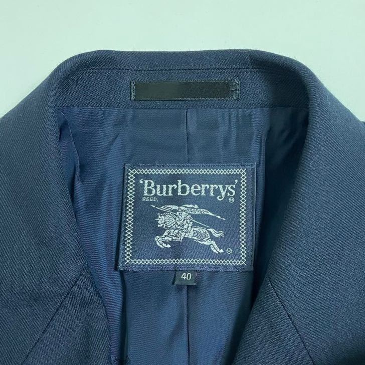 即決 BURBERRY バーバリー ダブル ブレザー ウール×カシミヤ ロゴ 金