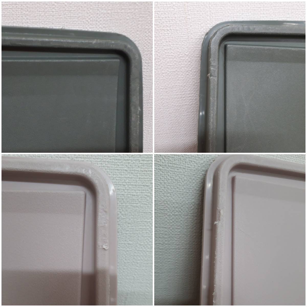 [菊水-8389]タッパーウェア 収納ケース 2個セット ライトピンク約48×38×12㎝ グレー(グリーン)約48×38×24㎝ 衣装ケース Tupperware(MI)_蓋にスレキズ・削れている所がございます。