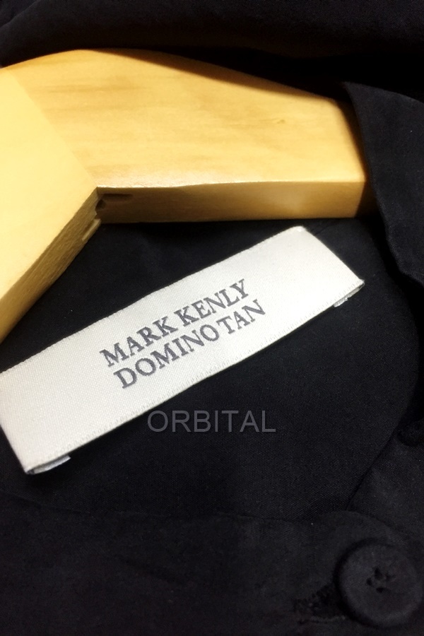 代官山)MARK KENLY DOMINO TAN マークケンリードミノタン Silk Shirt バンドカラー シルクシャツ ブラック サイズ36_画像6