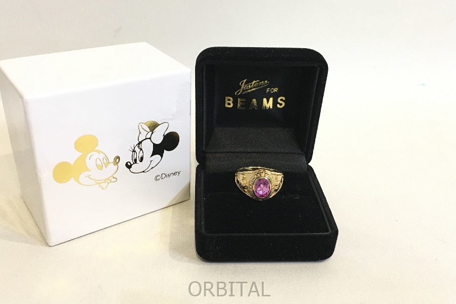 二子玉)Jostens×BEAMS ジャスティンズ×ビームス 40th カレッジリング GOLD Disney 指輪 アクセサリー 定価68,040円 12号