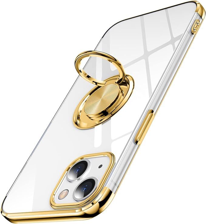iPhone15 iPhone 15Plus ケース クリア リング付き アイフォン15プラス カバー メッキ加工 スタンド機能 車載ホルダー対応 携帯ケース_画像2
