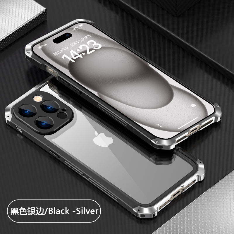 iphone15Pro Max case transparent glass aluminium alloy frame metal bumper glass back plate iPhone 15 Pro Mac cover popular 