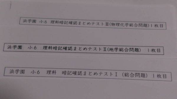 浜学園　小6　理科　暗記確認テスト・まとめテスト　6年生_画像4