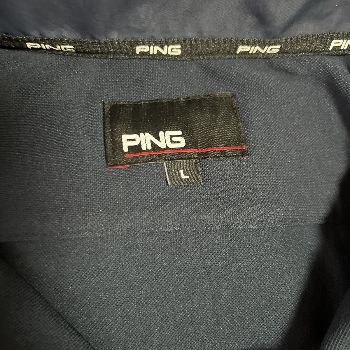 ピン PING ゴルフウェア メンズ ハーフジップモックネックシャツ　GOLF ネイビー　Lサイズ　_画像7
