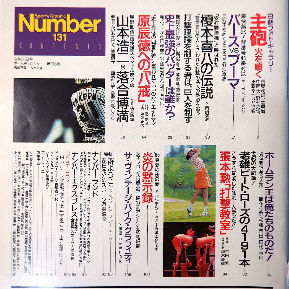 【2冊】Number ピッチャー・バッター特集 1985年6月20日号・9月20日号／豪球列伝 豪打列伝 江川卓 池永正明 バース 落合博満 ナンバー_画像7