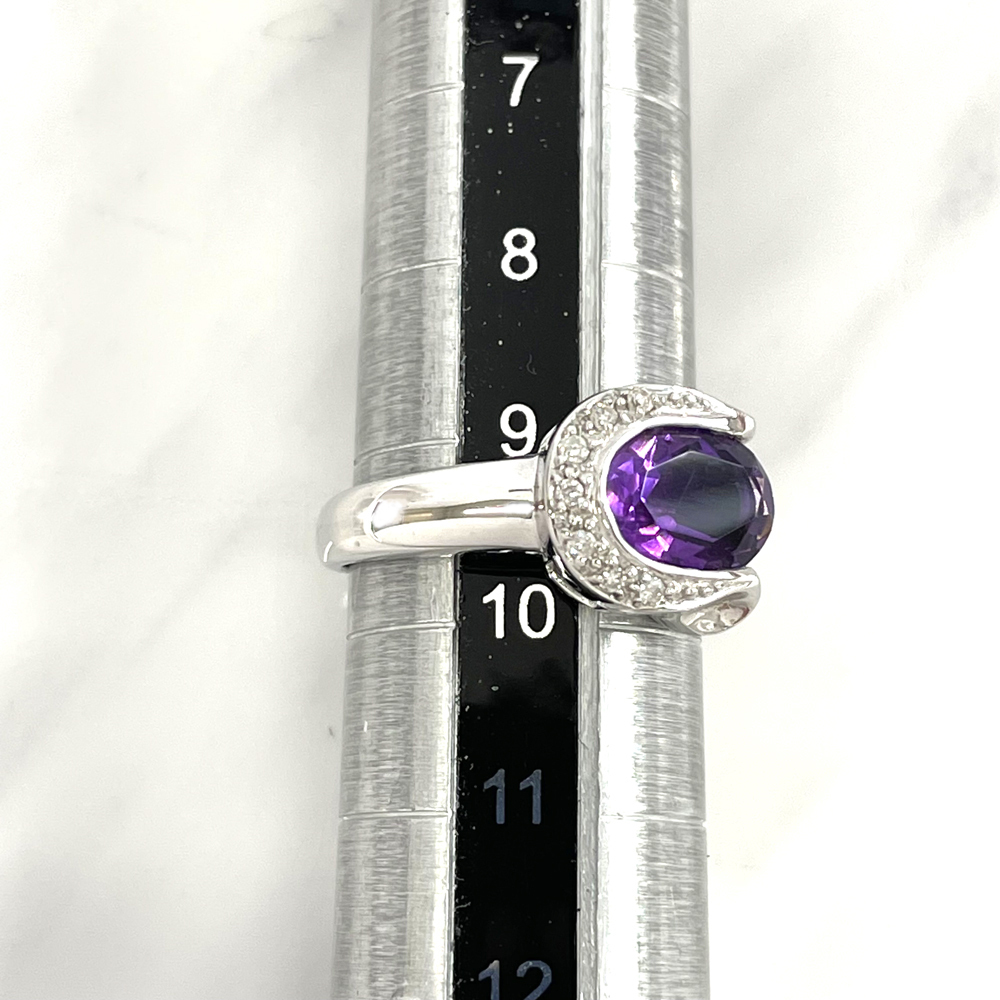 最新発見 K18WG アメジスト ファッションリング 9.5号 4.0g 指輪
