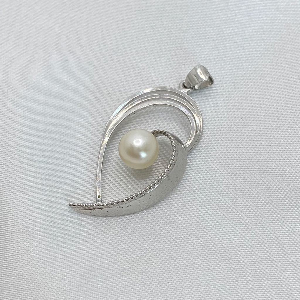 SILVER 刻印 本真珠 1粒 パール ペンダントトップ 約6mm シルバー ヴィンテージ vintage アクセサリー ネックレス トップ 装飾品