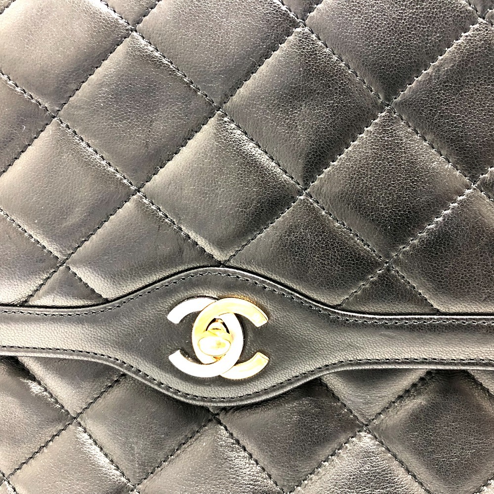 CHANEL シャネル ココマーク CC マトラッセ チェーン ショルダーバッグ ラムスキン ブラック レディース【中古】