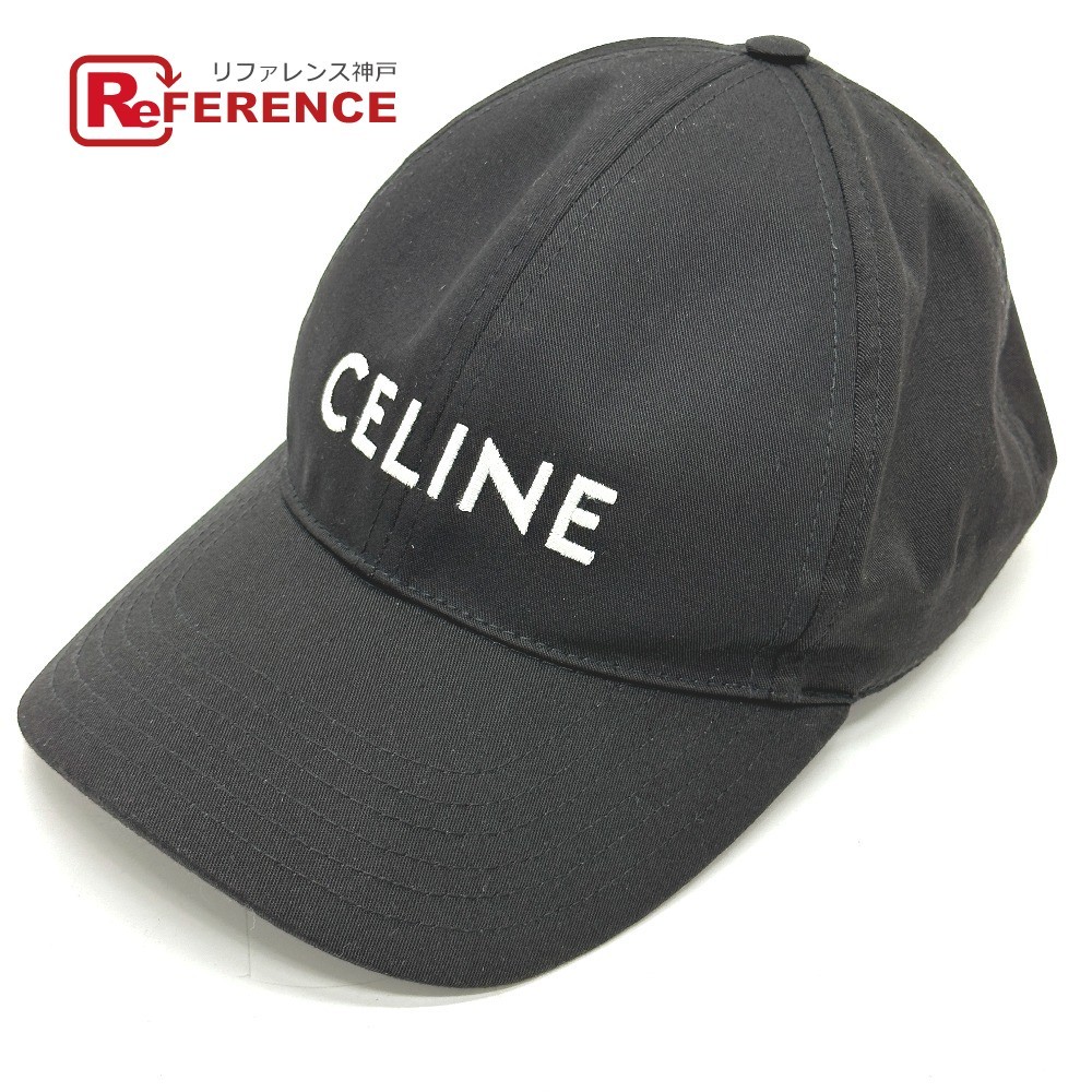 CELINE セリーヌ 2AUS9242N ロゴ 帽子 ベースボールキャップ キャップ コットン ブラック ユニセックス【中古】美品