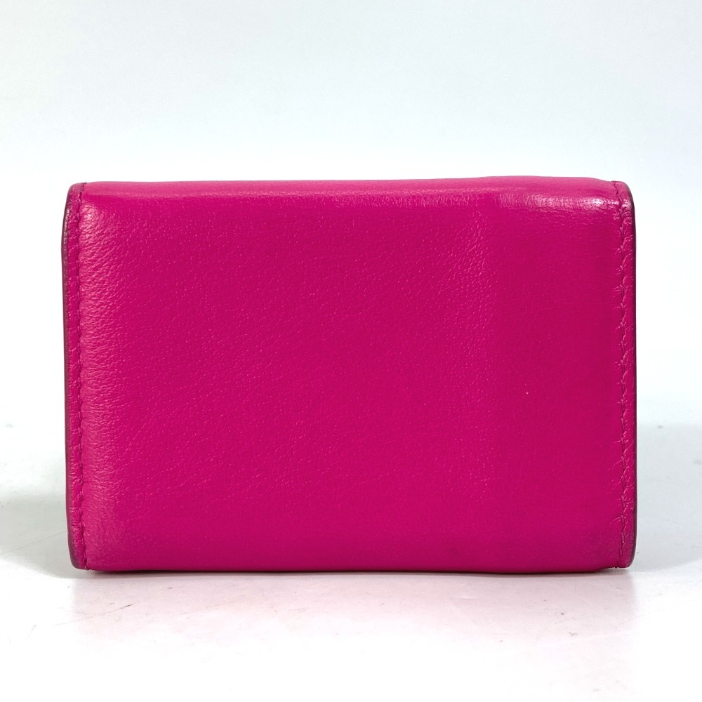 BALENCIAGA Balenciaga 391446 Logo paper Mini compact wallet 3. folding purse leather Pink Lady -s[ used ]