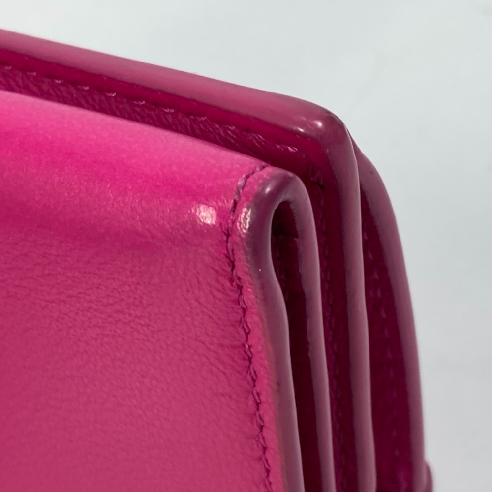BALENCIAGA Balenciaga 391446 Logo paper Mini compact wallet 3. folding purse leather Pink Lady -s[ used ]