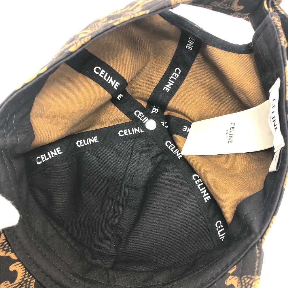 CELINE セリーヌ 2AUA1731O ロゴ トリオンフ 帽子 ベースボールキャップ キャップ コットン ブラック/ブラウン ユニセックス【中古】_画像6