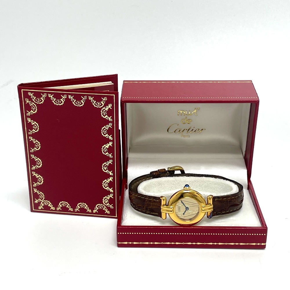 CARTIER Cartier 590002 Must ko Rize verumeiyu quartz wristwatch SS Gold lady's [ used ]