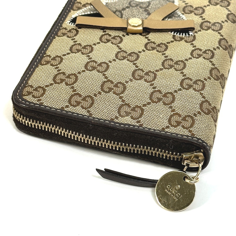 GUCCI Gucci 233152 GG Gucci .li chihuahua stationery round fastener pocketbook cover GG canvas / leather [ used ]