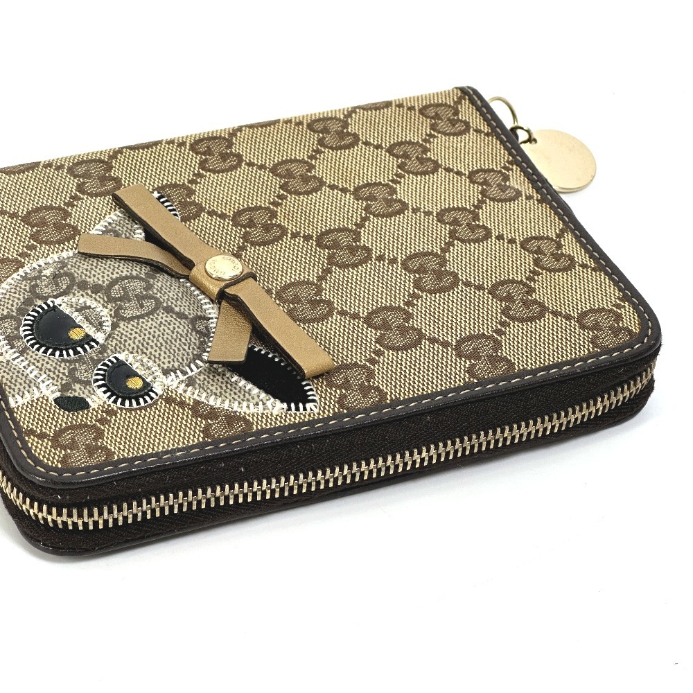 GUCCI Gucci 233152 GG Gucci .li chihuahua stationery round fastener pocketbook cover GG canvas / leather [ used ]